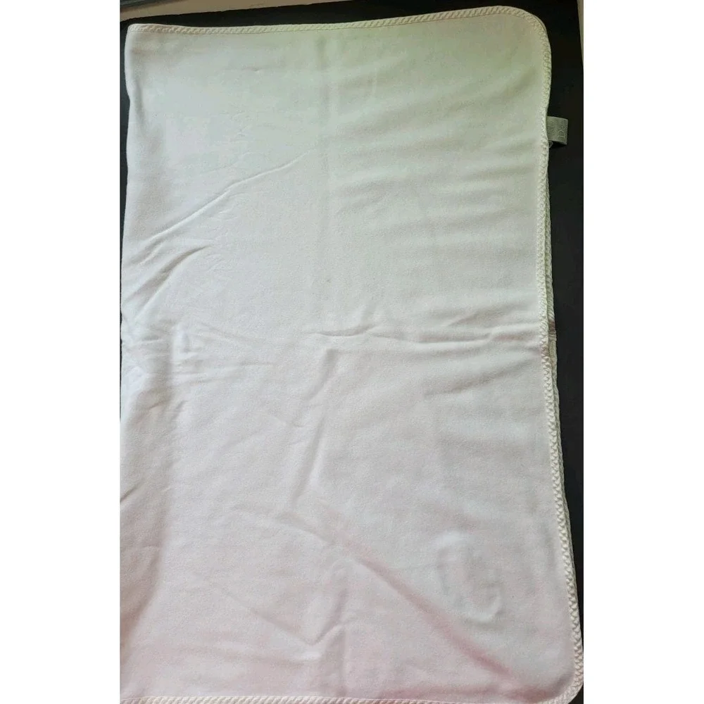 Vintage Baby Dior White Baby Blanket 36 x 30 Luxury Nursery Cotton Satin Edge